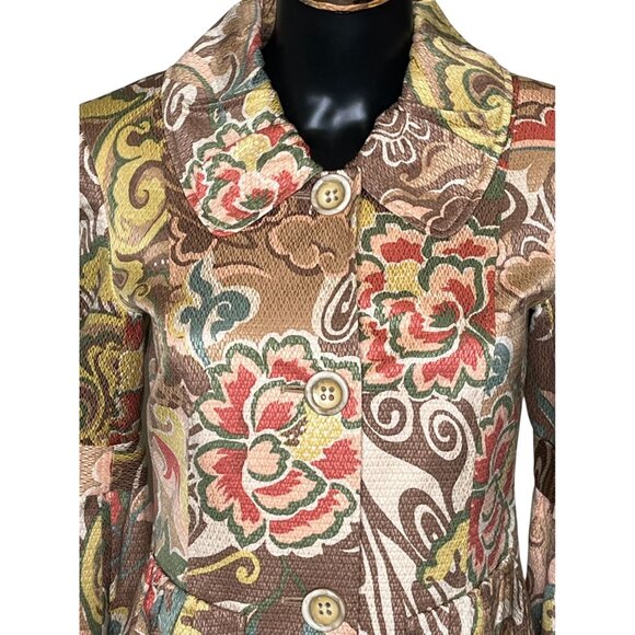 Lafayette 148 Floral Brocade Peplum Jacket Ruffle Sleeve Size 2 Fits Oversized - Picture 6 of 13